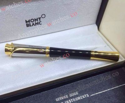 AAA Mont Blanc Princess Monaco Black Rollerball Pen Gold Clip